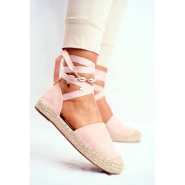SEA Women's Espadrilles, Tied Linen Pink Bonjour 1