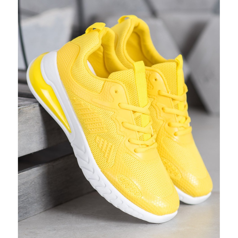 Ideal Shoes Tied Shoes With Mesh yellow 1