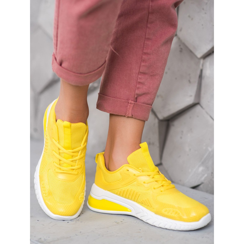 Ideal Shoes Tied Shoes With Mesh yellow 2