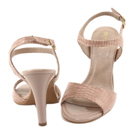 Espinto Painted leather women's pink sandals 3