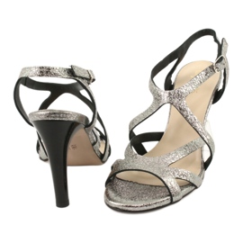 Espinto Silver metallic leather women's sandals 4
