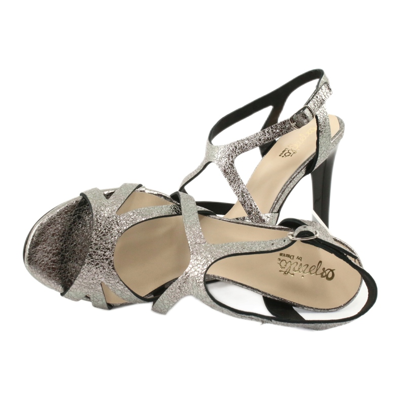 Espinto Silver metallic leather women's sandals 5