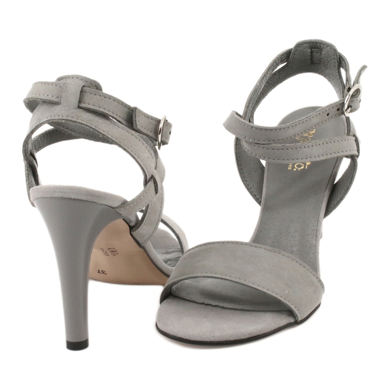 Espinto Gray leather women's sandals on the S333/5 pin grey 3 Espinto Gray leather women's sandals on the S333/5 pin grey 3