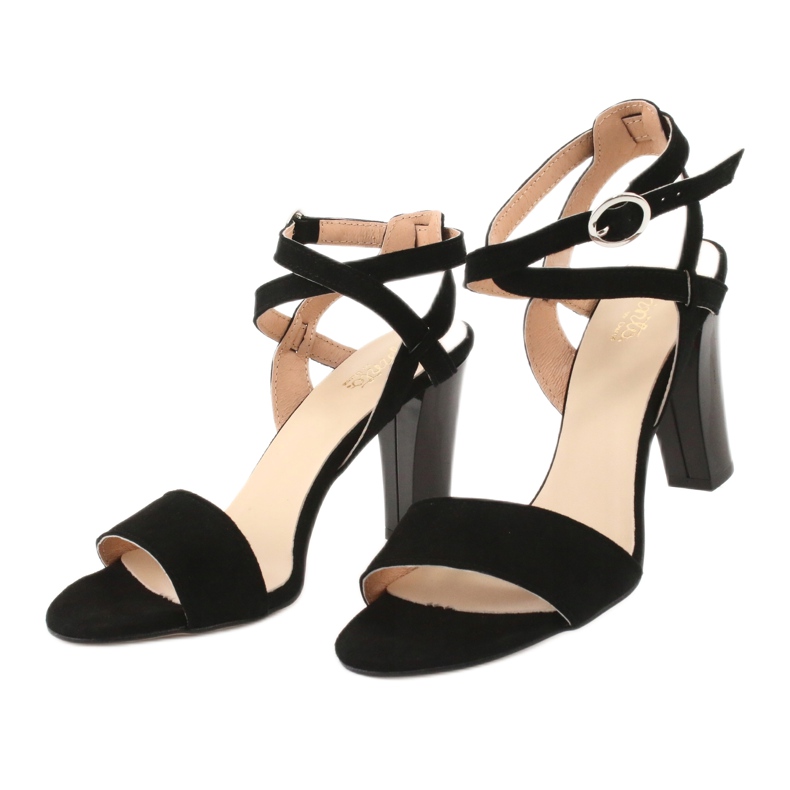 Espinto Black leather women's sandals on the S333/1 post 2