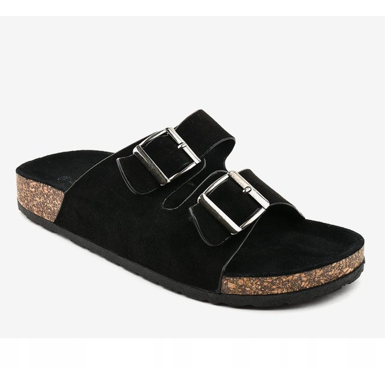 Black slippers with a buckle BL3100-SF 1