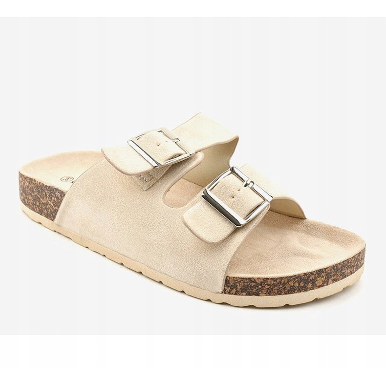 Beige slippers with a buckle BL3100-SF 1