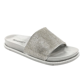 Silver shiny slippers RL216 grey 1