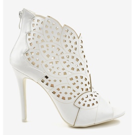 White sandals, openwork heels 1439-41 2
