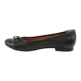 Black openwork ballet flats with a bow Angello 761 1