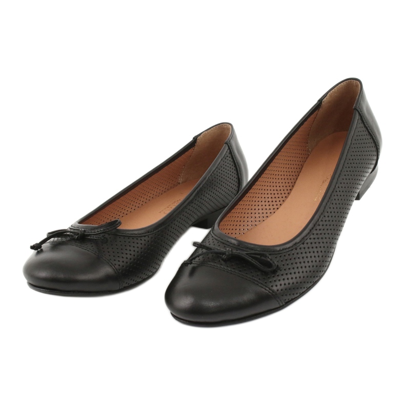 Black openwork ballet flats with a bow Angello 761 2