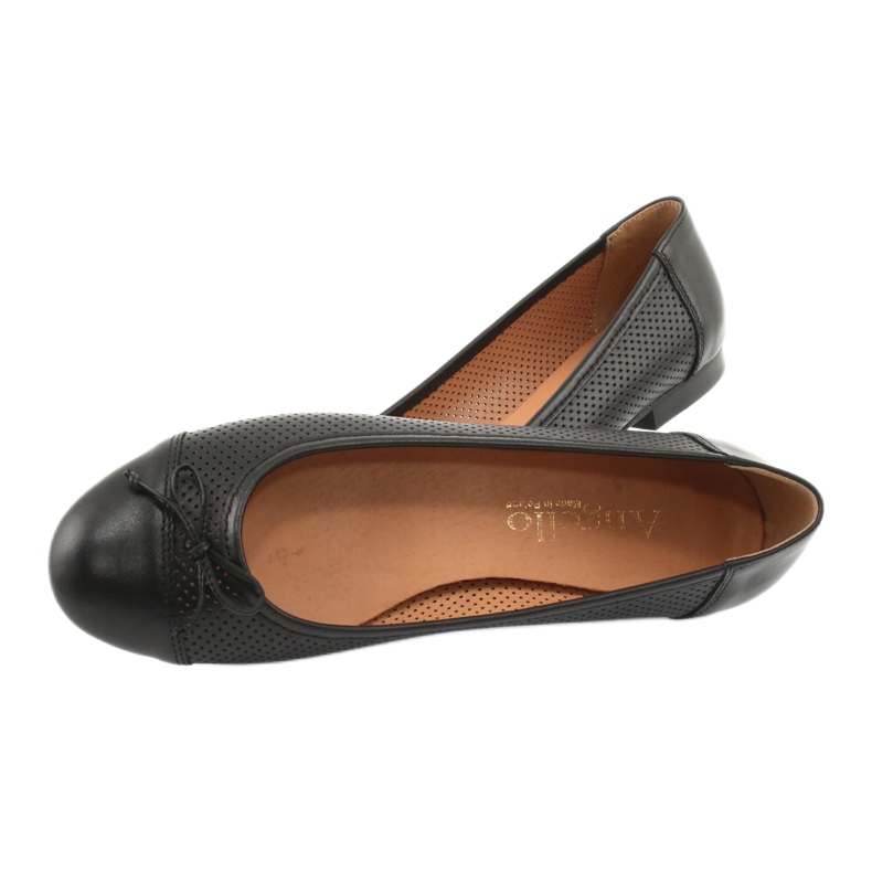 Black openwork ballet flats with a bow Angello 761 4