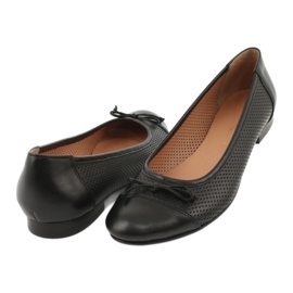 Black openwork ballet flats with a bow Angello 761 3