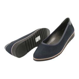 Angello Women's leather ballerinas on wedges 1348 navy blue 3