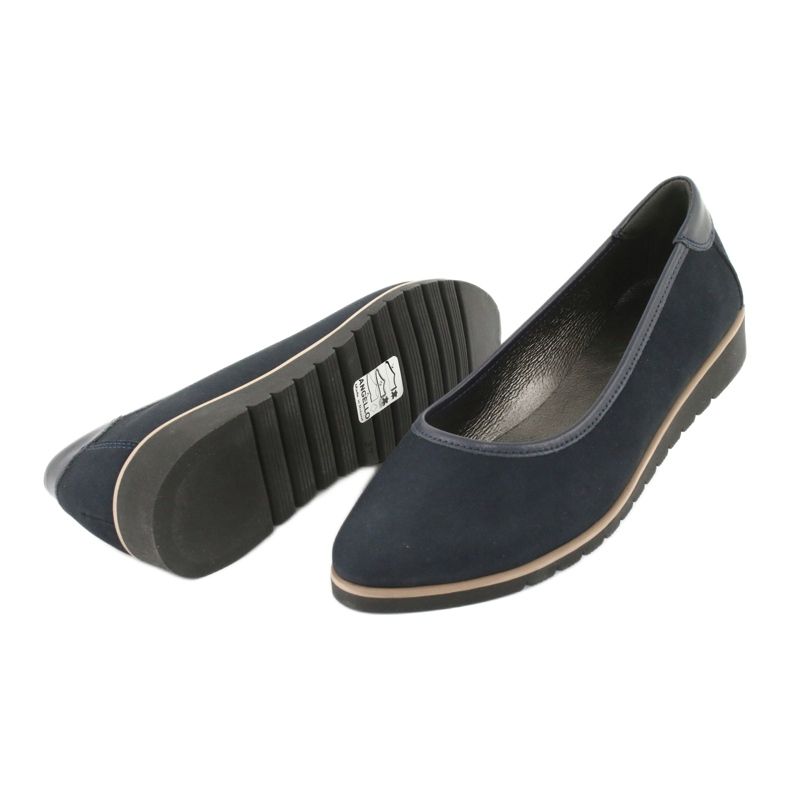 Angello Women's leather ballerinas on wedges 1348 navy blue 3