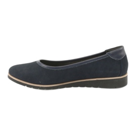 Angello Women's leather ballerinas on wedges 1348 navy blue 1