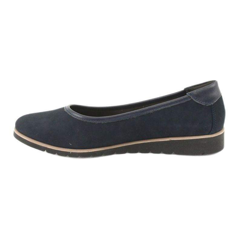 Angello Women's leather ballerinas on wedges 1348 navy blue 1