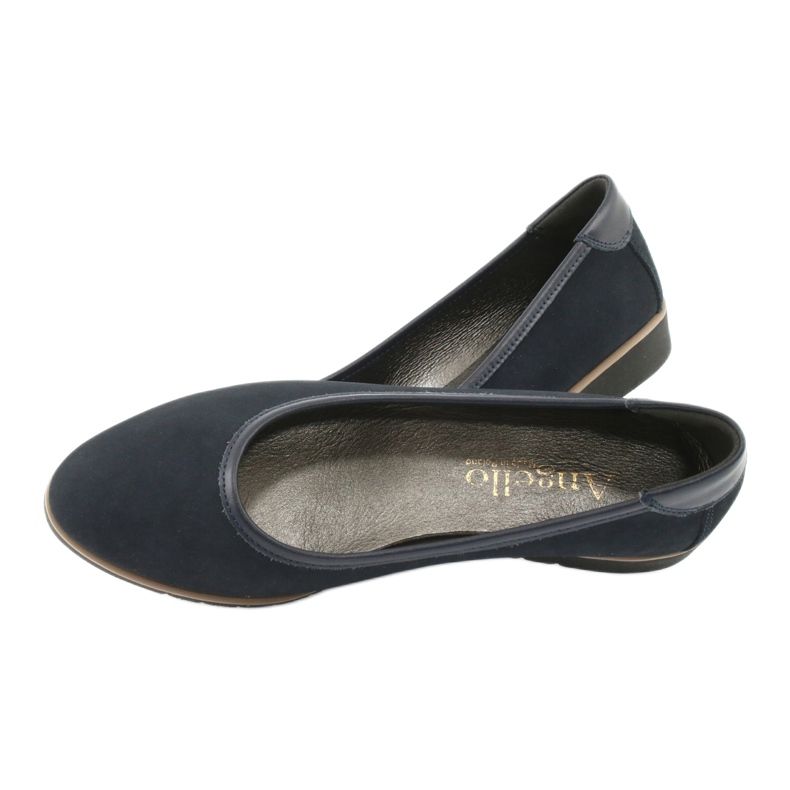 Angello Women's leather ballerinas on wedges 1348 navy blue 4