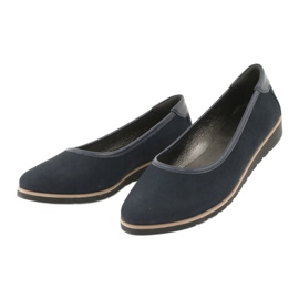 Angello Women's leather ballerinas on wedges 1348 navy blue 2
