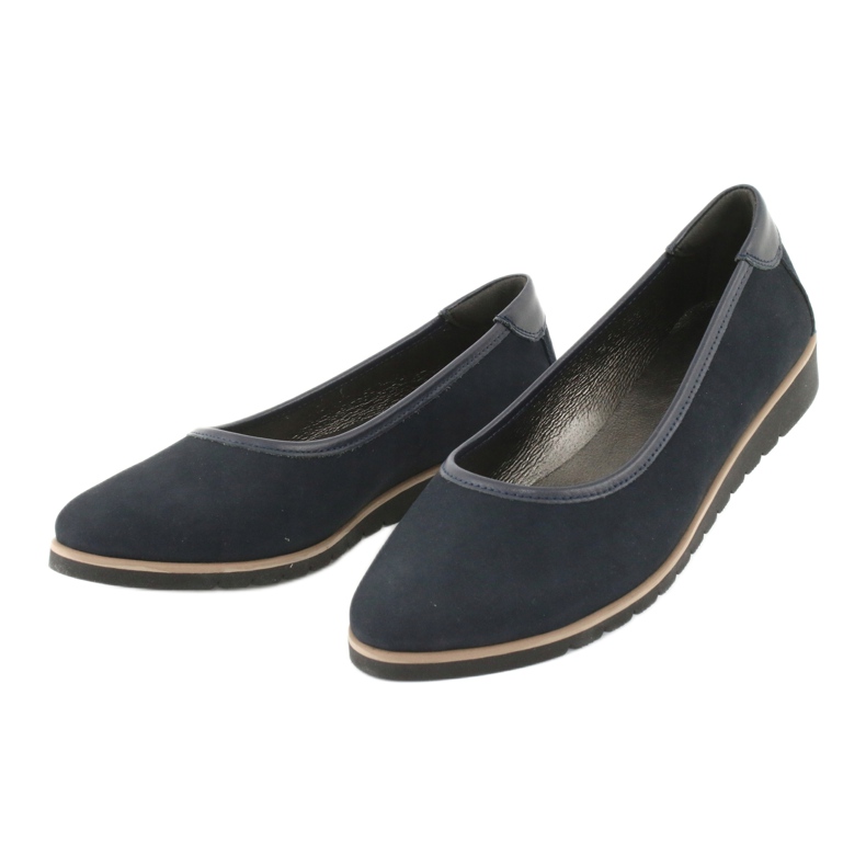 Angello Women's leather ballerinas on wedges 1348 navy blue 2