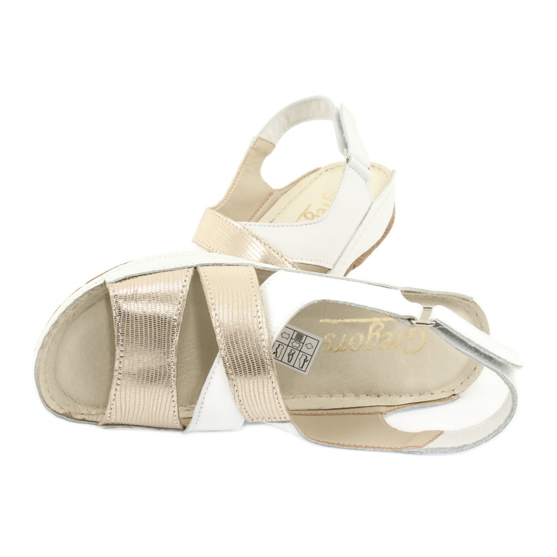 Gregors 781 Women's sandals for white/gold wedges 5
