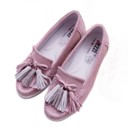 EVE Women's Loafers, Suede Leather With Fringes, Pink Batist 4