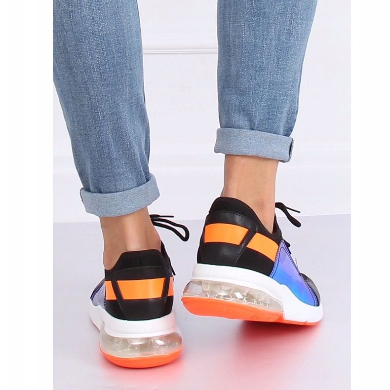 Black women's sports shoes F-3336 BLACK / ORANGE 2