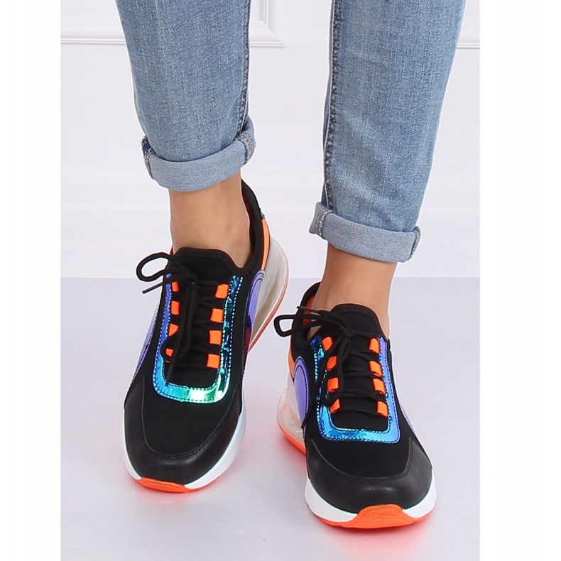 Black women's sports shoes F-3336 BLACK / ORANGE 1