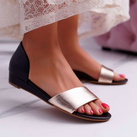 Women's Sandals Maciejka Leather Black and Gold 1971 Nomara yellow 1