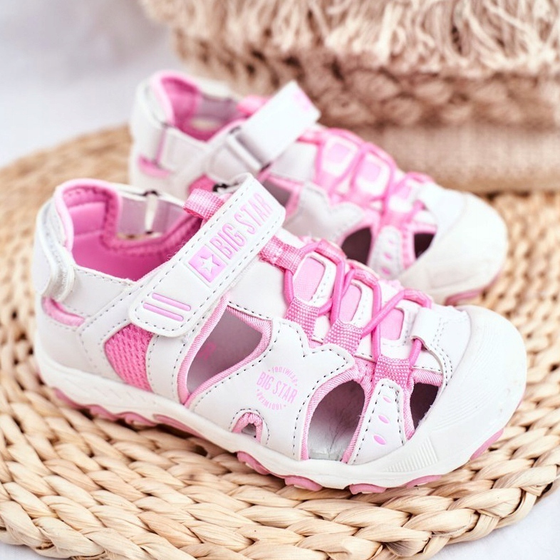 Children's Sandals Big Star With Velcro White FF374207 pink 1 Children's Sandals Big Star With Velcro White FF374207 pink 1