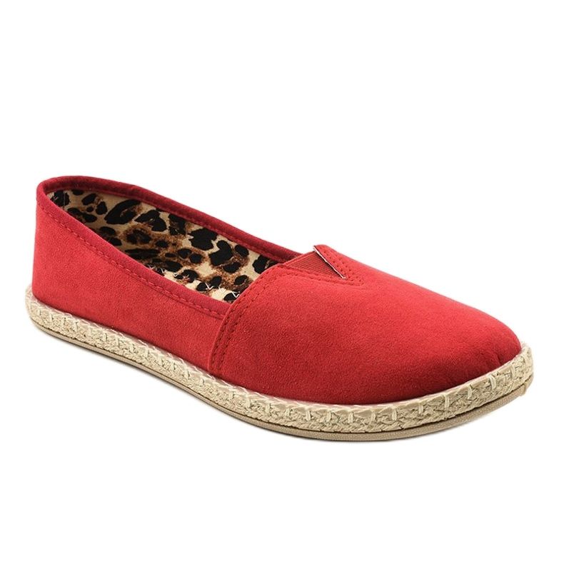 Red slip espadrilles with leopard print TL128-3 1