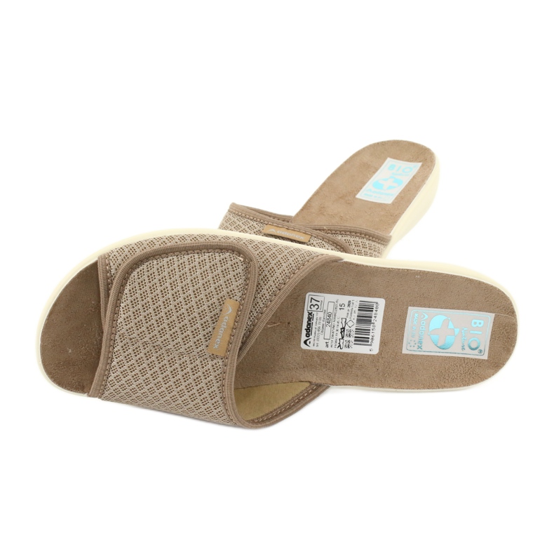 Adanex Beige slippers with Velcro flaps 24840 3
