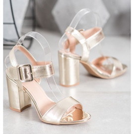 Small Swan Sandals On A Bar With Eco Leather golden 1