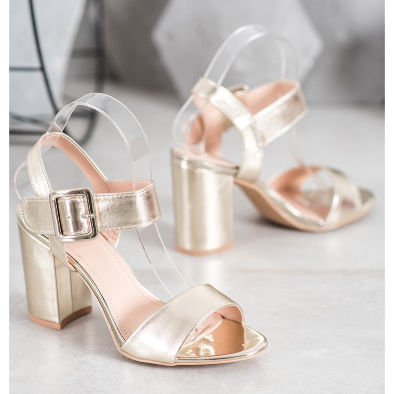 Small Swan Sandals On A Bar With Eco Leather golden 1