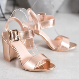 Small Swan Sandals On A Bar With Eco Leather golden 1