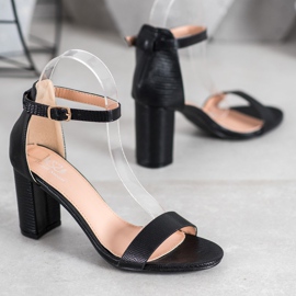 Small Swan Stylish high-heeled sandals black 1