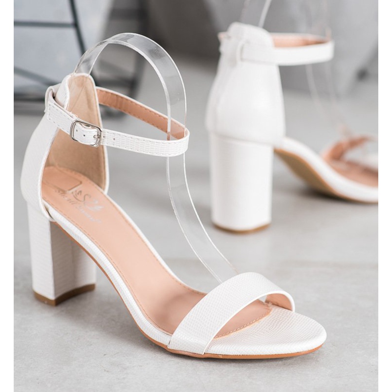 Small Swan Stylish high-heeled sandals white 1