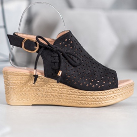 Small Swan Comfortable openwork sandals black 2