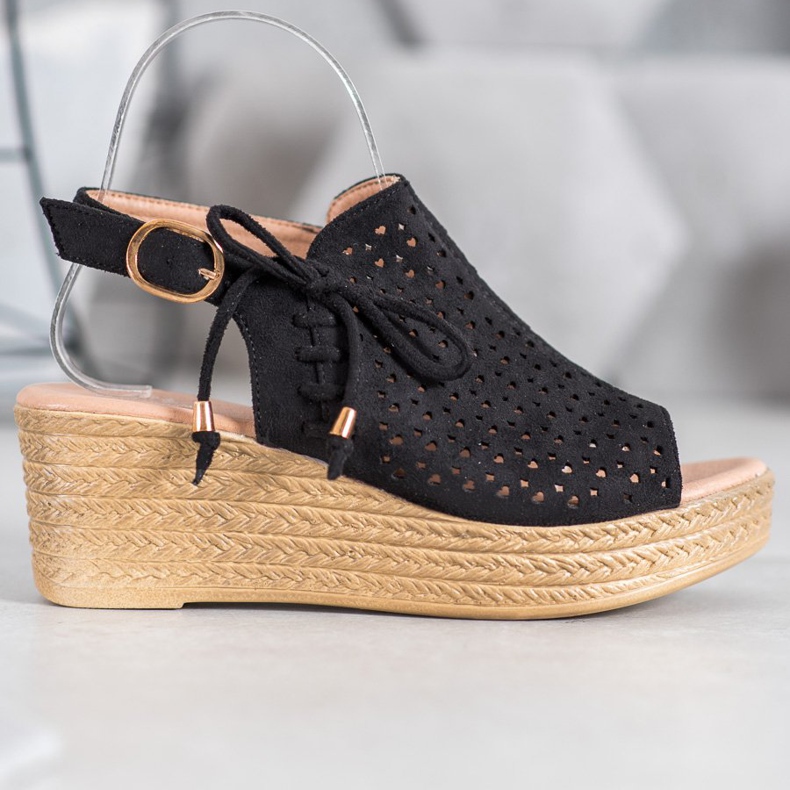 Small Swan Comfortable openwork sandals black 2