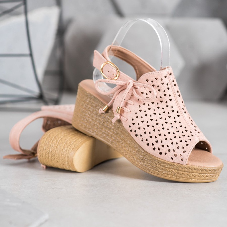 Small Swan Comfortable openwork sandals pink 2