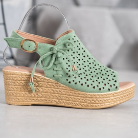 Small Swan Comfortable openwork sandals green 2