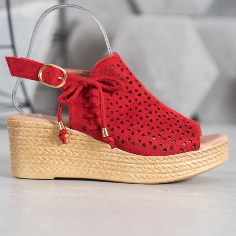 Small Swan Comfortable openwork sandals red 2