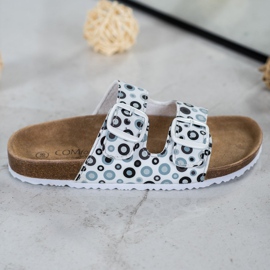 SHELOVET Comfortable Patterned Slippers white black grey 2