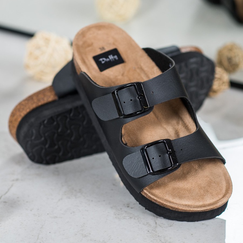 SHELOVET Black Slippers On The Platform 2