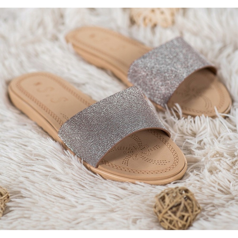 Small Swan Slippers With Glitter multicolored grey yellow 1