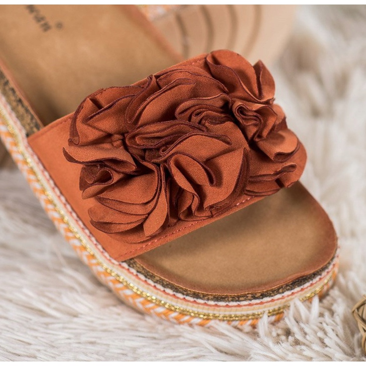 Small Swan Suede Slippers With Ornaments multicolored orange 1