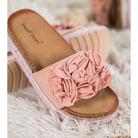 Small Swan Suede Slippers With Ornaments pink 1
