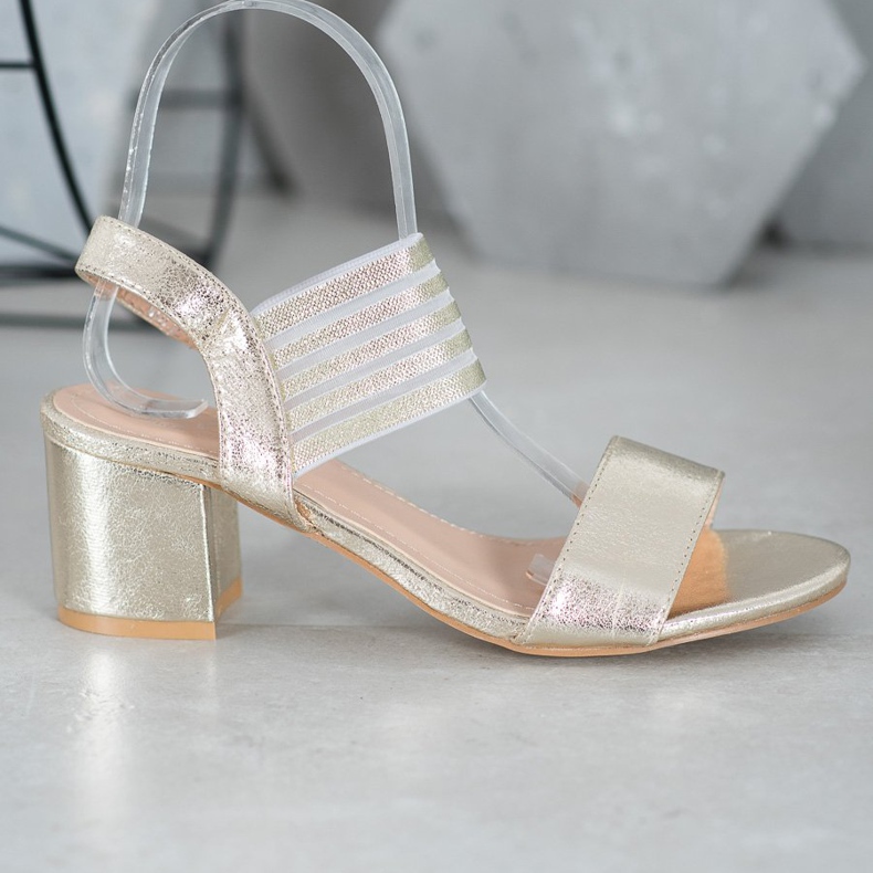 Small Swan Shiny Slip On Sandals golden 2