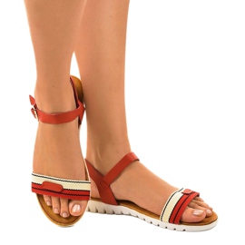 Red flat women's sandals G-513-03 1