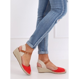 Red Espadrilles on wedges, red S-820 Red 2
