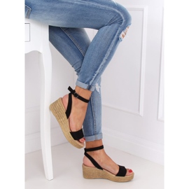 Black wedge sandals 019-18 Black 2